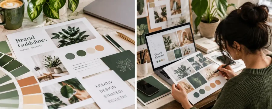 Enhetligt visuellt flöde med konsekvent färgpalett, typografi och bildstil