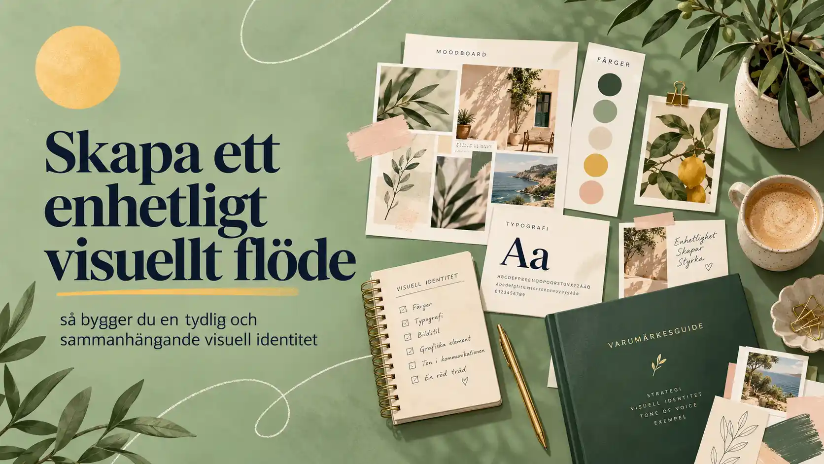 Enhetligt visuellt flöde med färger, typografi och grafiska element