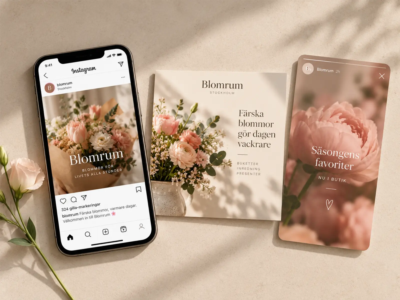 Sociala medier för företag med innehåll, grafisk design och planering