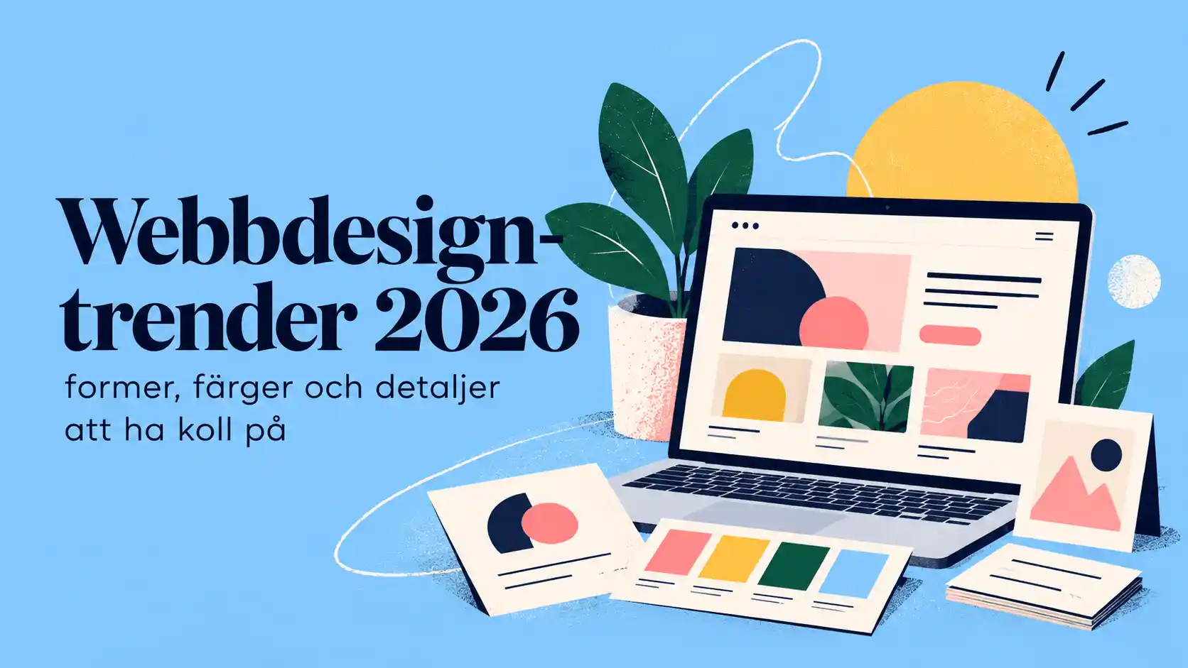 Modern webbdesign som illustrerar webbtrender 2026