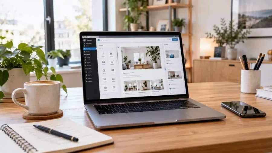 WordPress-webbplats för små företag visad på laptop och mobil