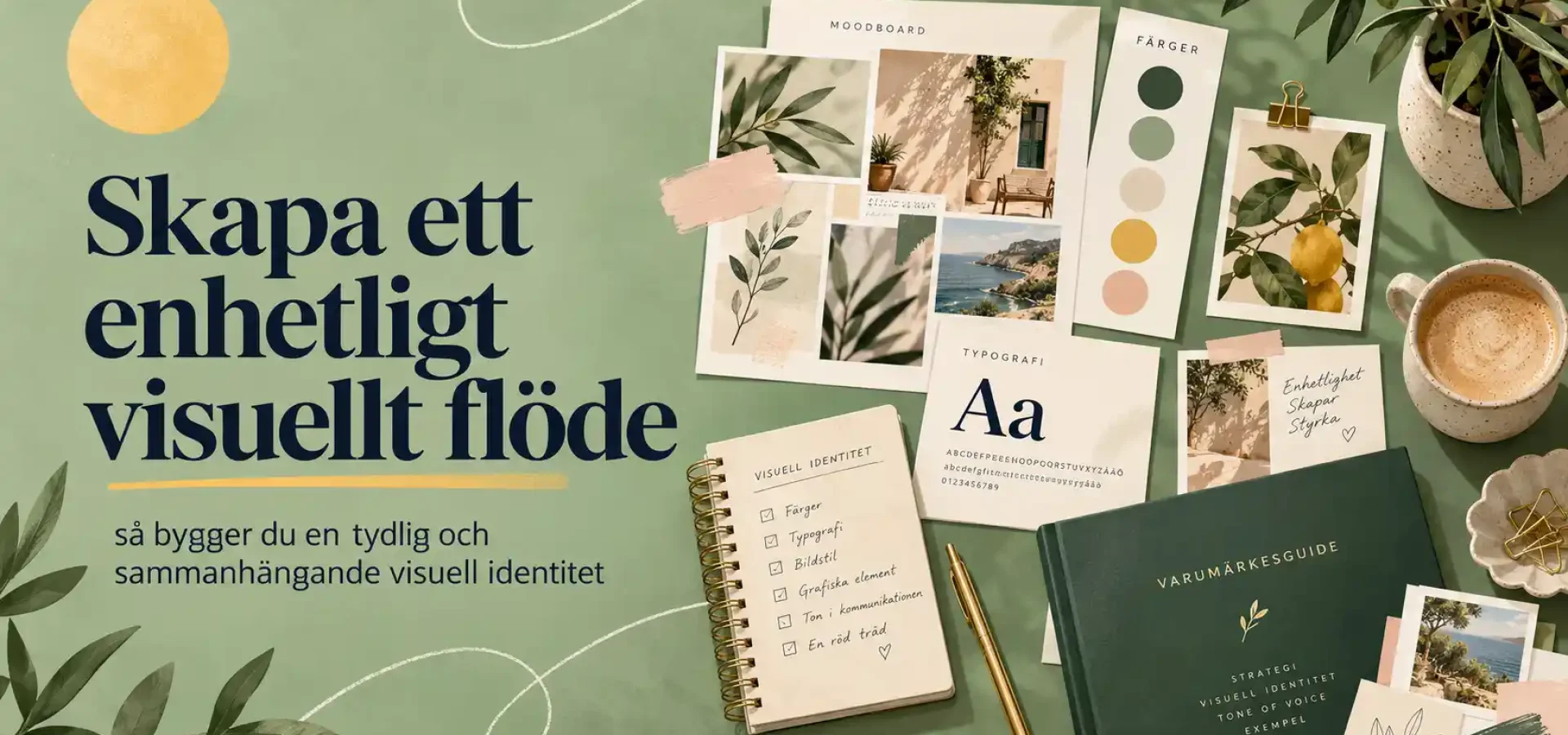 Enhetligt visuellt flöde med färger, typografi och grafiska element