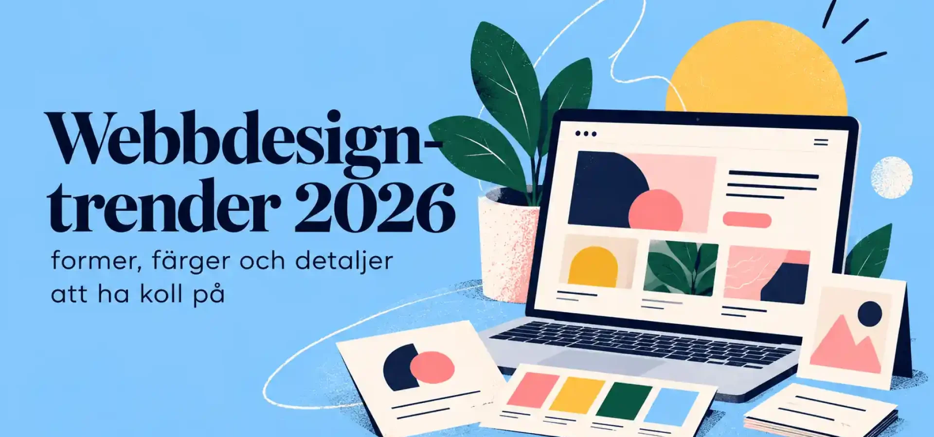 Modern webbdesign som illustrerar webbtrender 2026