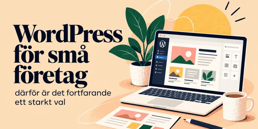 WordPress för små företag med modern webbdesign på laptop och mobil